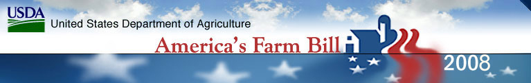 2008 Farm Bill Logo (farm building with stars and stripes); Link to our Farm Bill Site