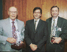 Robert Boettcher (left), NRCS Chief Bruce Knight, and Dr. Bernard Sweeney, at the NRCS Honor Awards Ceremony in Washington, D.C.  Boettcher and Sweeney were the recipients of the second national NRCS Excellence in Conservation Award. 