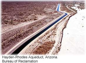 Picture of an aqueduct in California. 