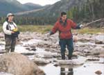  Taking water samples in the Voisey's Bay. Photo: Inco Ltd.