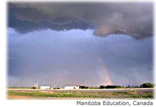 Picture showing a rainstorm in Manitoba, Canada. 