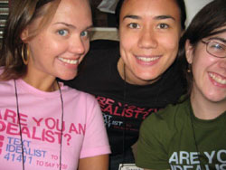 Three people wearing Idealist reactees