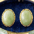 14k Jadeite Pierced Earrings