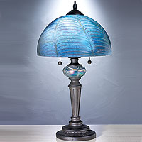 Favrile-Style Peacock Feather Lamp