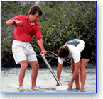 Marine Station researchers collecting interstitial samples