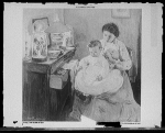 women holding child on her lap
