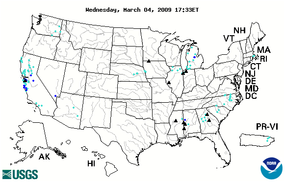 Map image of the real-time high flow data map