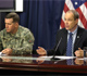 MG Kevin Bergner, Multi-National Force-Iraq spokesman, and Michael Yost, US Department of Agriculture Foreign Agricultural Service Administrator speak with reporters in Baghdad.