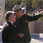 Superintendent Gerard Baker visits with a park visitor.