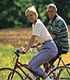 Man and woman cycling