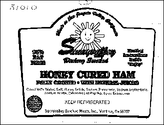 Label of recalled ham