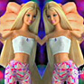 A Barbie doll from the long hair era, in a mirrored image