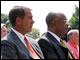 Secretary Paige, U.S. Representative John Boehner, R-Ohio, and others listen during the ceremony celebrating Hamilton High School's role in the signing of the No Child Left Behind Act.