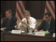 Secretary Arne Duncan (center) meets with some 30 urban school superintendents and board members along with other Obama administration officials to discuss how best to use the economic stimulus package to improve and advance American urban public education.