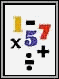 A box containing numbers and matheamtical symbols