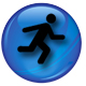 stick figure running on blue button