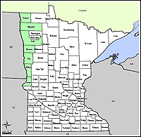 Map of Declared Counties for Emergency 3304