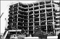 The remains of the Alfred P. Murrah Federal Building after a terrorist attack in April 1995