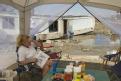 Displaced residents living in a tent in Texas