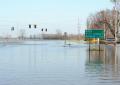 Flood water covers roads in in rural Missouri