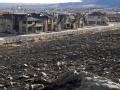 Burned area infront of intact homes in Colorado