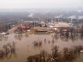 Aerial of the Red River of the North in Fargo, North Dakota