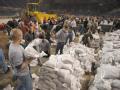 Sand bagging operation at the Fargo Dome in North Dakota