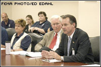 Houston, TX, November 5, 2005 -- R. David Paulison, head of FEMA, meets with Houston Mayor Bill White. Photo by Ed Edahl/FEMA