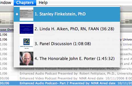 screenshot of chapter markers listed in iTunes