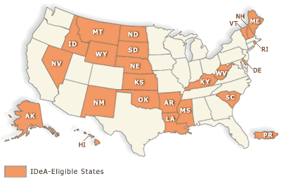 IDeA supports faculty development and enhancement of the research infrastructure at institutions located in Alaska, Arkansas, Delaware, Hawaii, Idaho, Kansas, Kentucky, Louisiana, Maine, Mississippi, Montana, Nebraska, Nevada, New Hampshire, New Mexico, North Dakota, Oklahoma, Puerto Rico, Rhode Island, South Carolina, South Dakota, Vermont, West Virginia, and Wyoming.