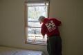 US Army Corps of Engineers worker inspects a mobile home in Texas