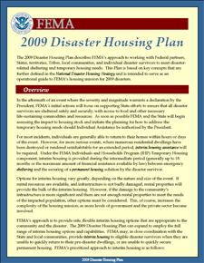 cover of the 2009 Disaster Housing Plan