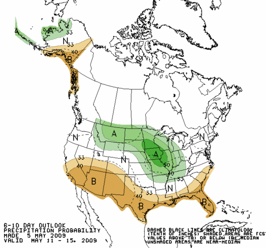 Latest 6 to 10 Day Precipitation Outlook