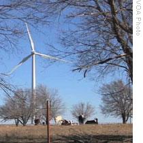 Wind turbines rotate in the breeze in Oklahoma