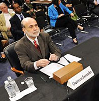 Fed. Reserve Chairman Ben Bernanke prepares to testify before Congress, 05 May 2009