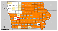 Map of Declared Counties for Disaster 1763