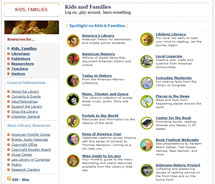 Screenshot of the Library of Congress for Kids and Families website.