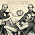 A political cartoon showing two men holding another man down.