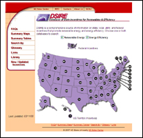 An image of the Database of State Incentives for Renewables and Efficiency's home page.