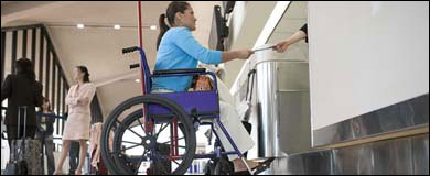 Photo: A woman in a wheelchair