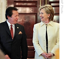 Secretary Clinton With Malaysian Foreign Minister Y.B. Datuk Anifah bin Haji Aman After Their Meeting