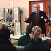 PAO Mark Wenig talks with students of Solway College in Masterton