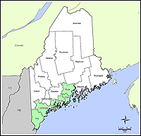 Mapa de condados declarados del emergencias 3298