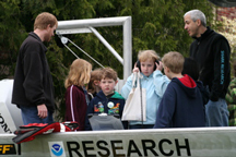 Kids see what it's like to be on a Research boat.