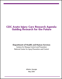 CDC Acute Injury Care Research Agenda cover