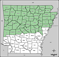 Mapa de condados declarados del emergencias 3301