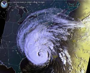 NOAA satellite image of Hurricane Isabel taken on Sept. 18, 2003, at 7:53 a.m. EDT.