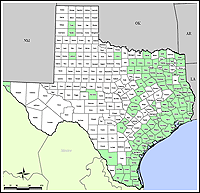 Map of Declared Counties for Emergency 3294