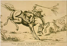 The horse America, throwing his master