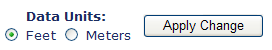 A screenshot of the feet/meters select button